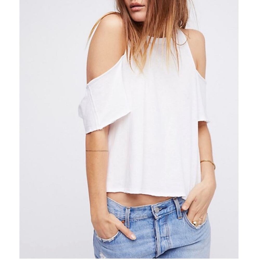 Free People We the Free Tee Women's Size Small NWT Cold Shoulder Shirt White